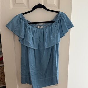 Glam Sky Blue Off-Shoulder Blouse
